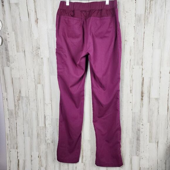 Grey's Anatomy Spandex Stretch 3 Pocket Cargo Scrub Pants Wine Size Small Tall - Picture 2 of 11